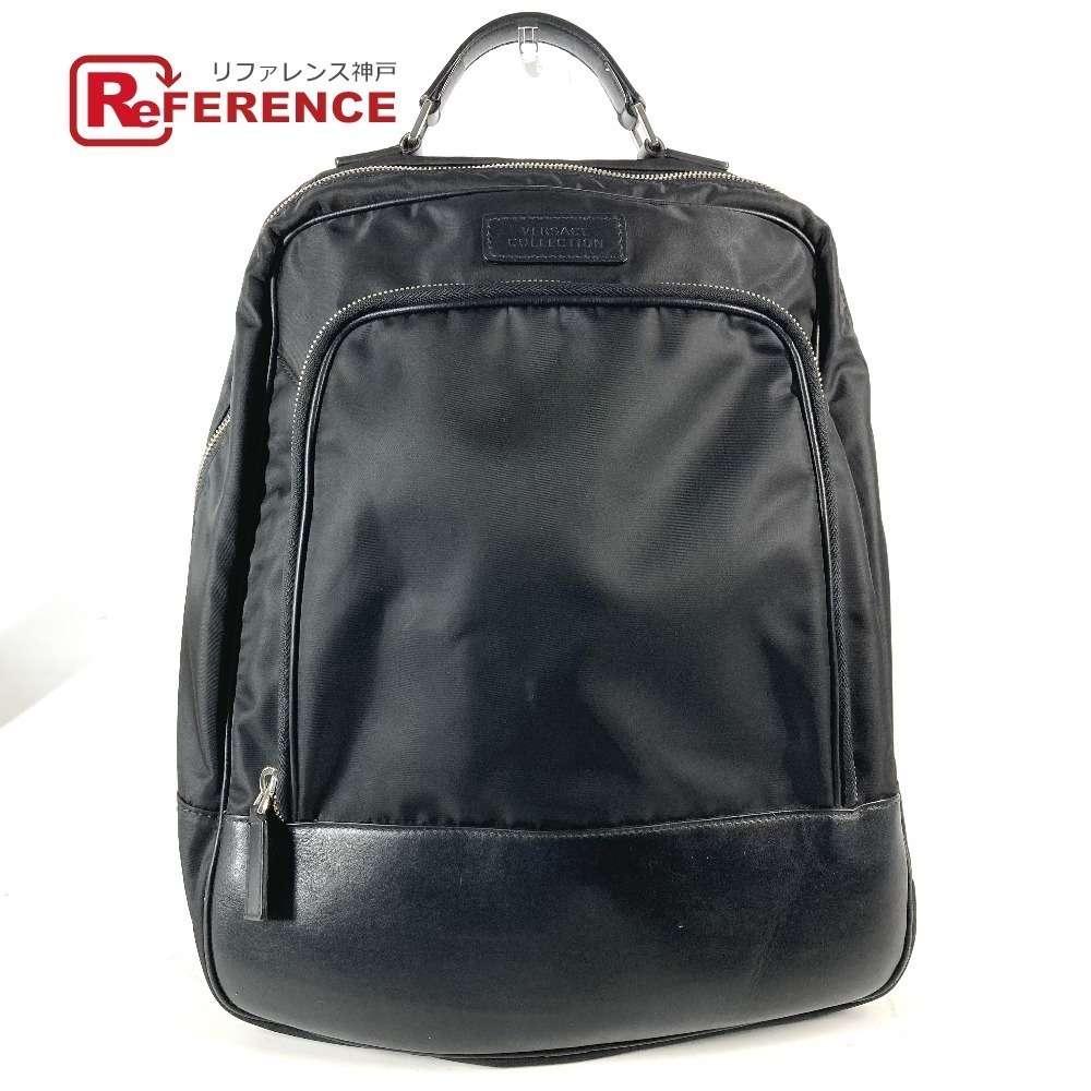 Versace logo backpack handbag rucksack nylon leather black